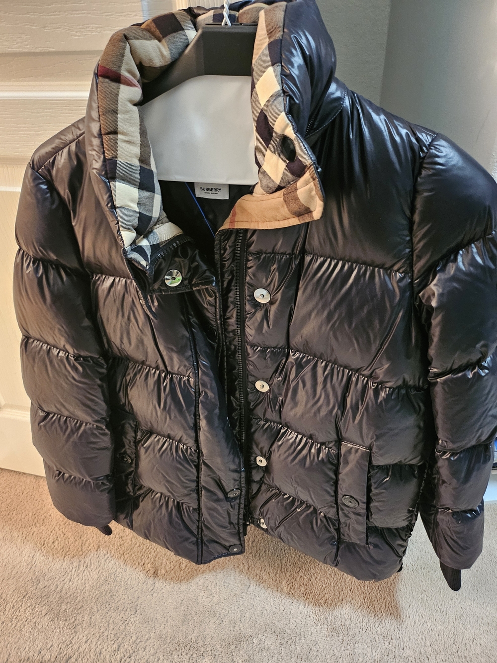 Burberry Plaid Unisex Puffer Jacket Y2k X-small